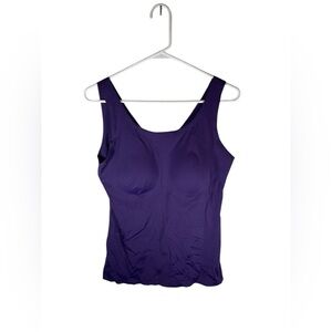 Rhonda Shear Invisible Body Tank Purple Sleeveless with Built-in Molded Bra